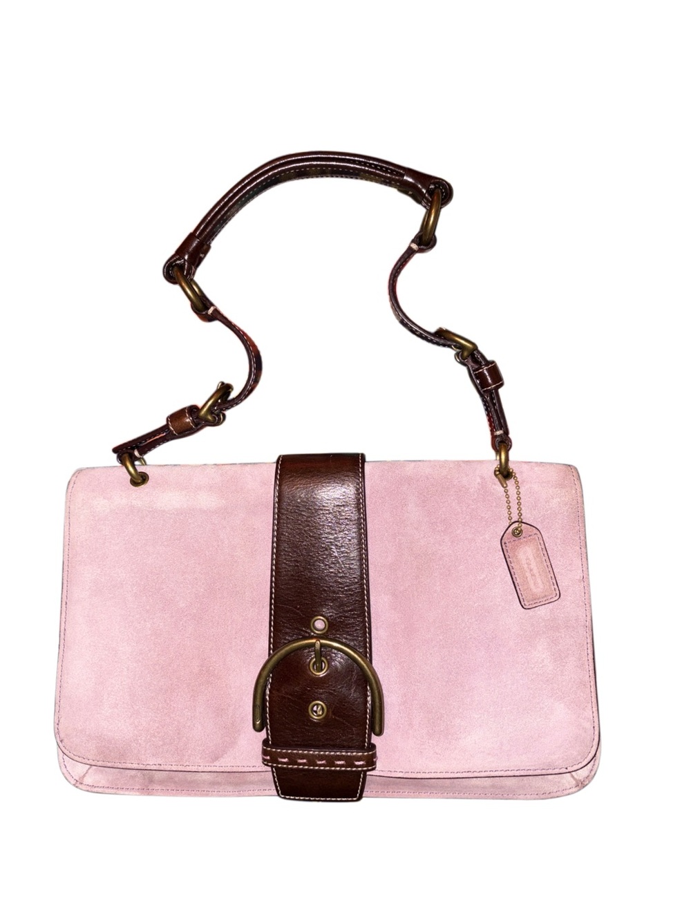 Coach Vintage 2004 Soho Suede Shoulder Flap - Lilac with Brown Leather Trim 9664